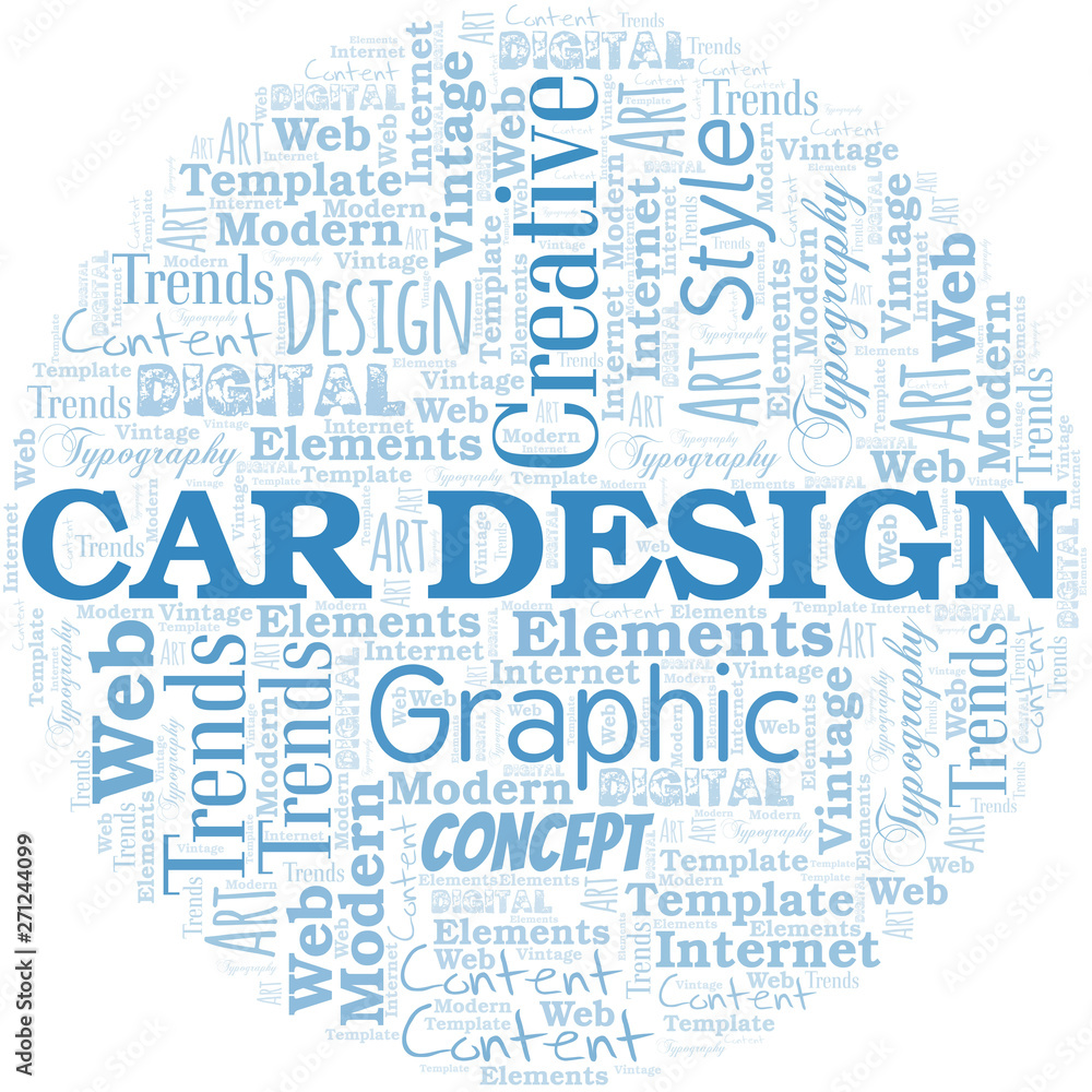 Car Design word cloud. Wordcloud made with text only.