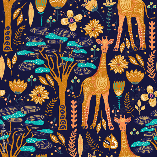 Cartoon giraffe vector illustration.