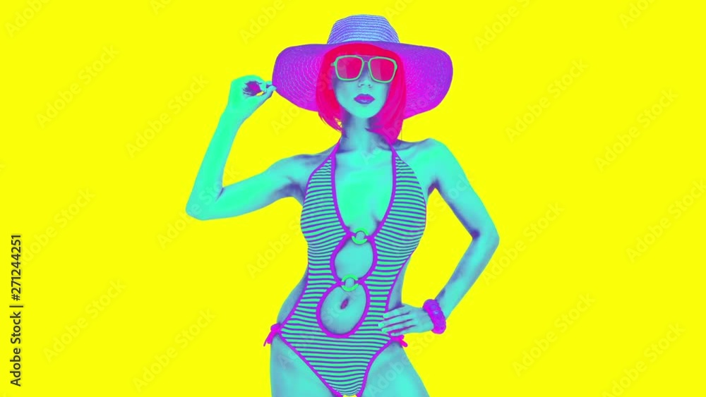 Gif minimal fashion art. Beach Lady. Vacation time Gif minimal fashion art. Beach Lady. Vacation time