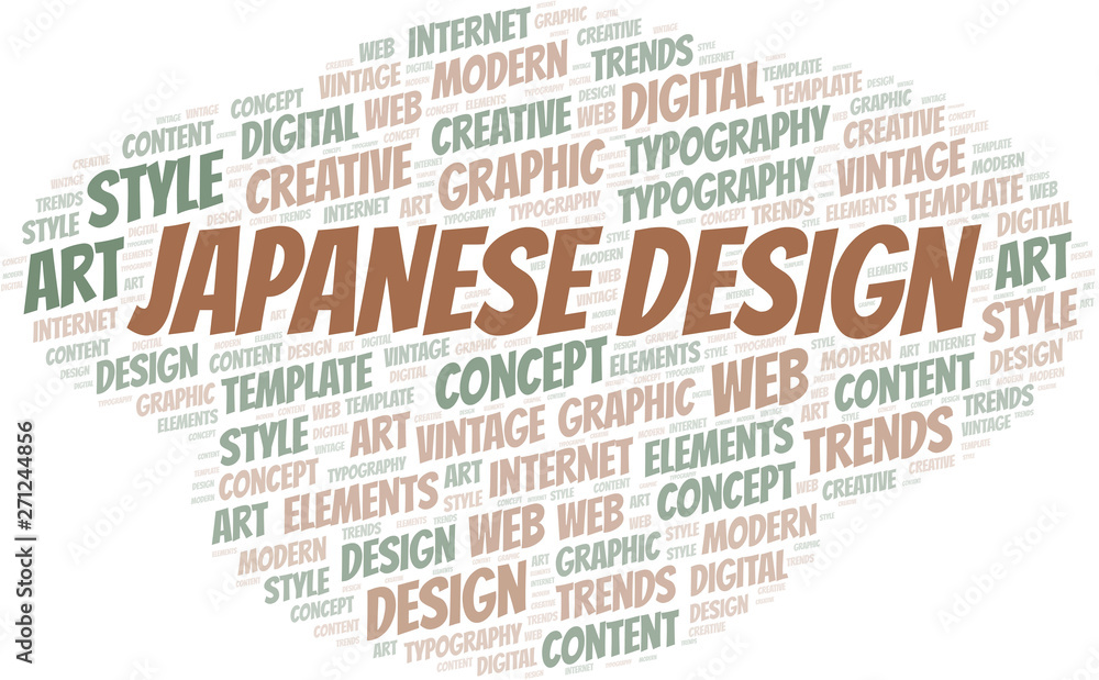 Japanese Design word cloud. Wordcloud made with text only.