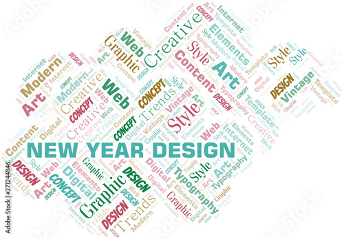 New Year Design word cloud. Wordcloud made with text only.