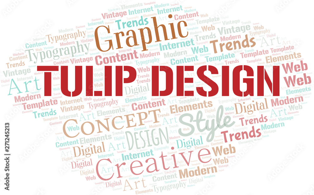Fototapeta premium Tulip Design word cloud. Wordcloud made with text only.