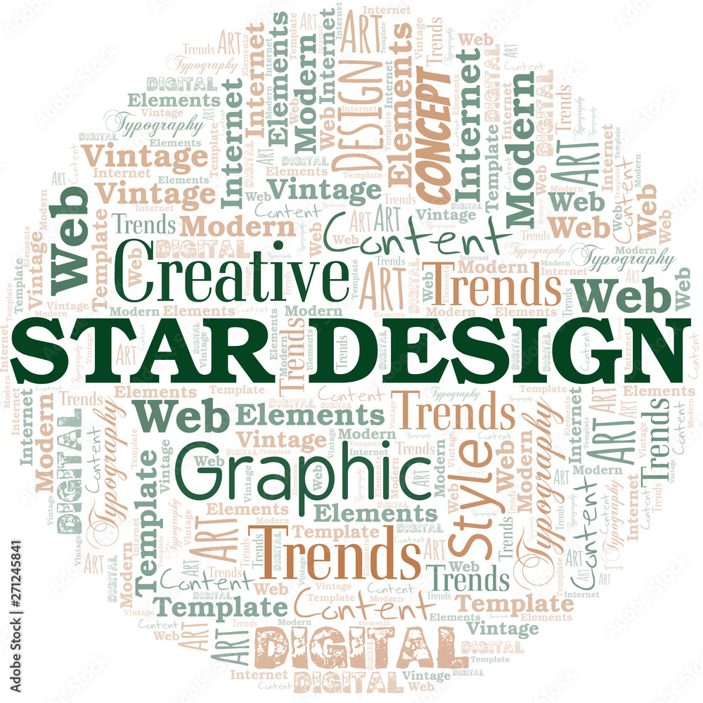 Star Design word cloud. Wordcloud made with text only.