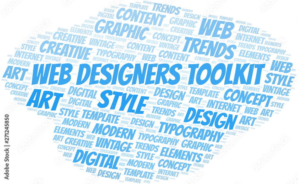 Fototapeta premium Web Designers Toolkit word cloud. Wordcloud made with text only.