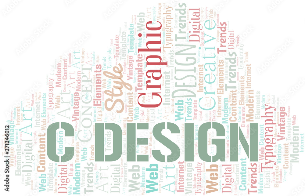 Obraz premium C Design word cloud. Wordcloud made with text only.