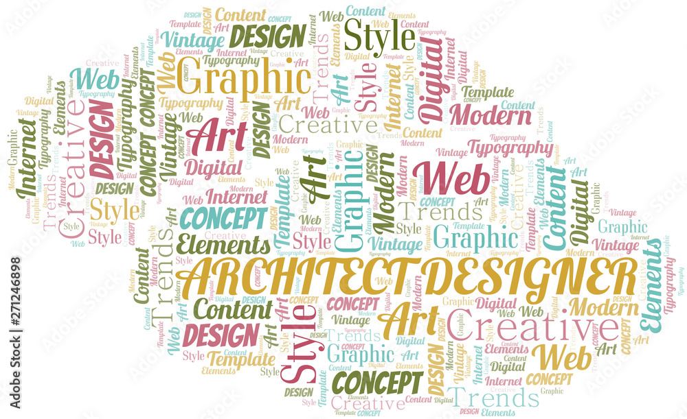 Obraz premium Architect Designer word cloud. Wordcloud made with text only.