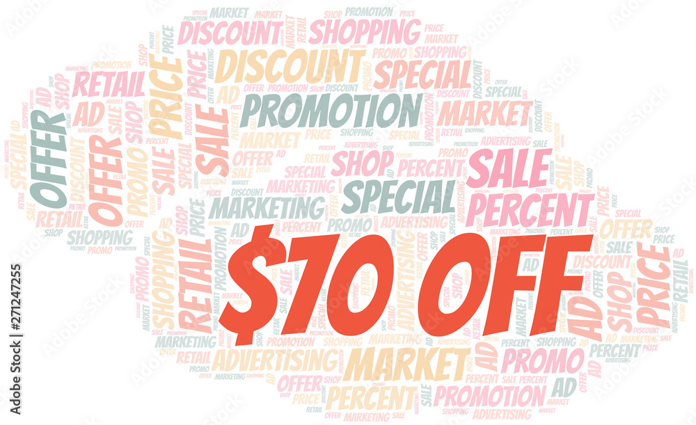 $70 Off word cloud. Wordcloud made with text only. $70 Off word cloud. Wordcloud made with text only.