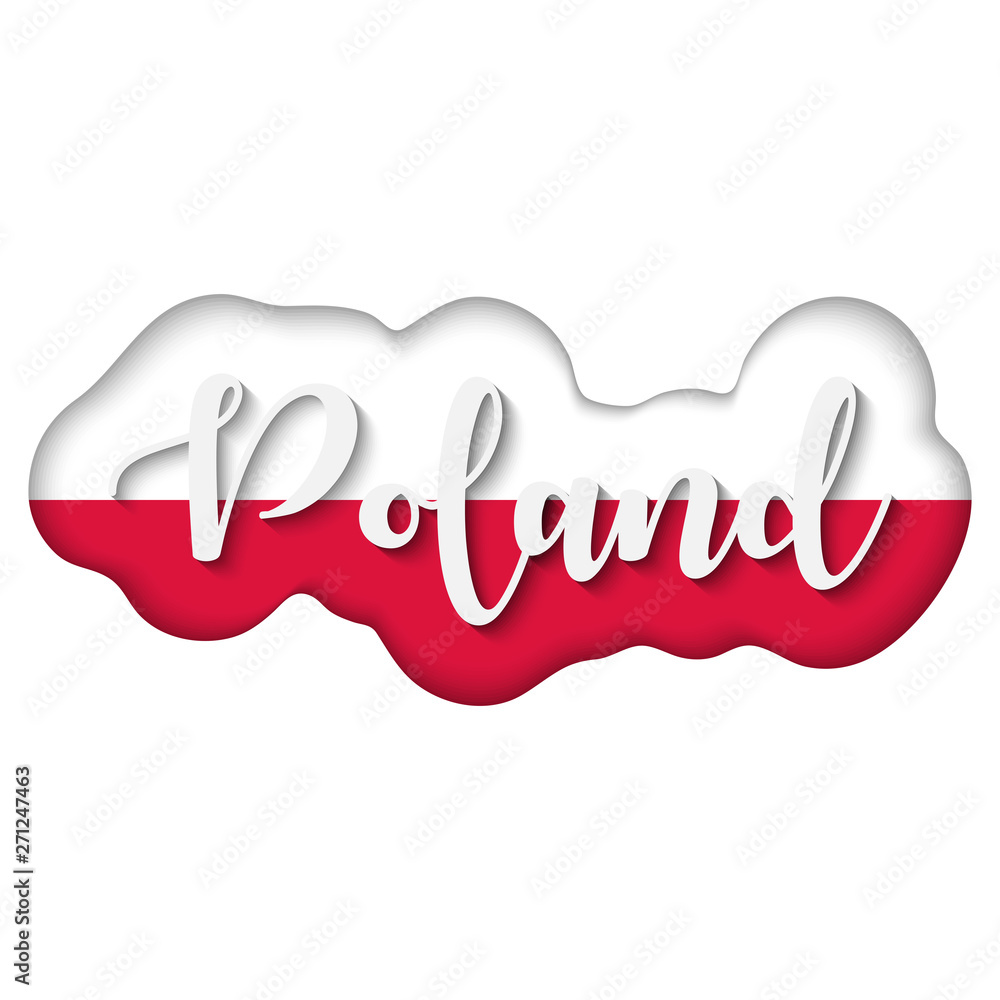 Poland lettering over flag. Flag of Poland vector illustration logo Poland lettering over flag. Flag of Poland vector illustration logo