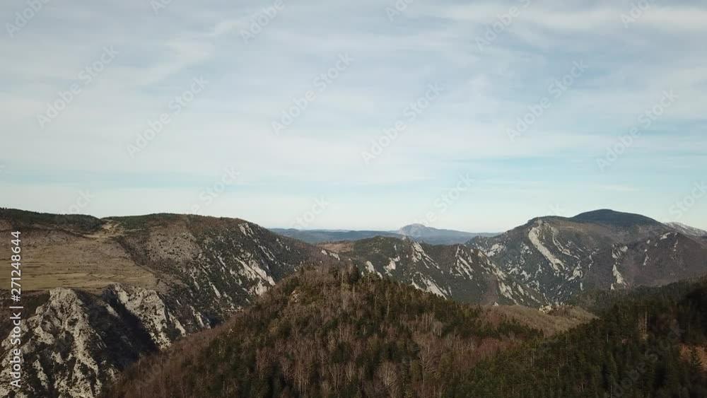 aerial view of pyrenean hill in Occitanie, Aude in the South of France