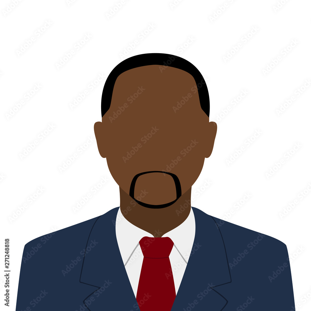 African American man in suit and necktie. Abstract male avatar. Vector illustration. African American man in suit and necktie. Abstract male avatar. Vector illustration.