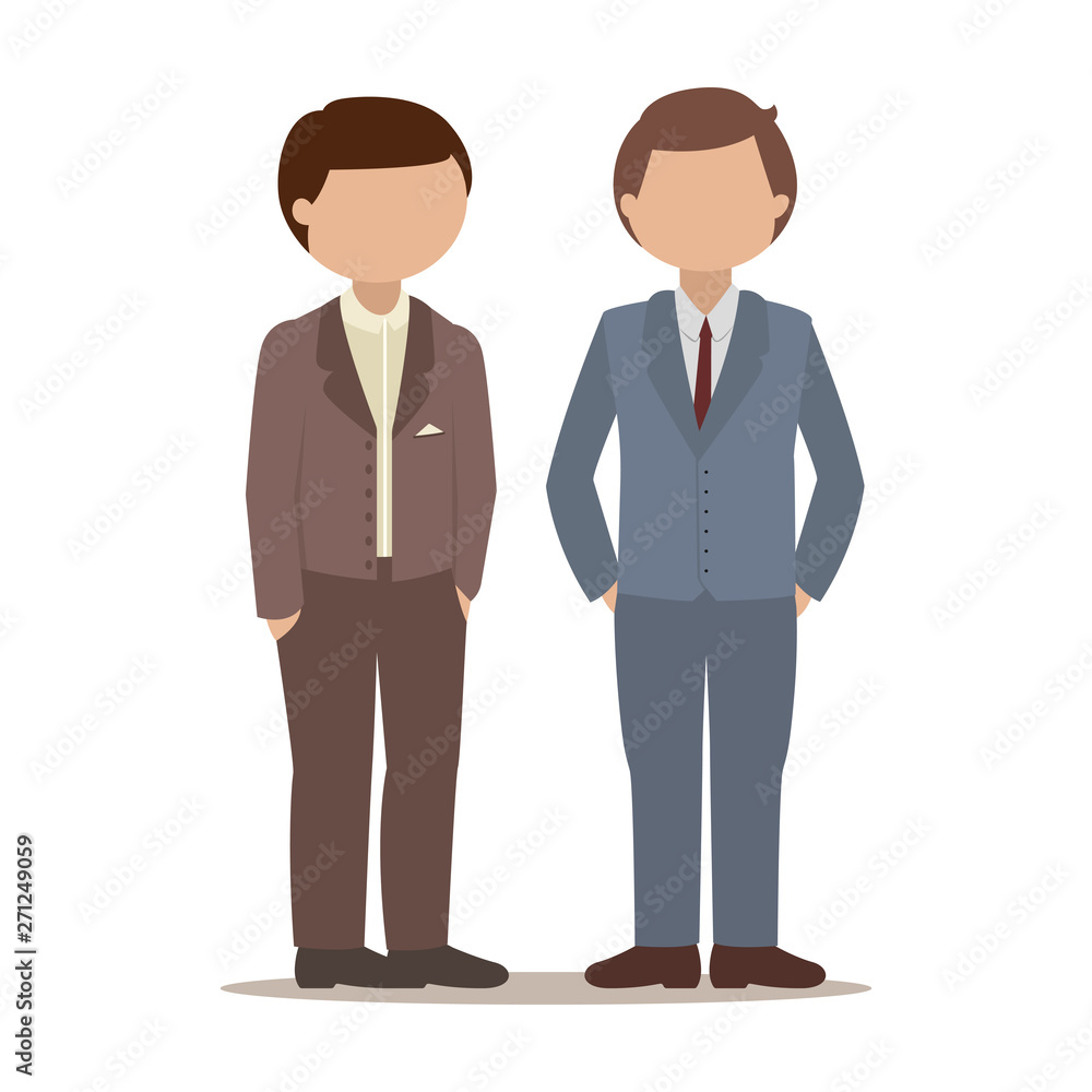Two office workers in suits. Vector illustration. Two office workers in suits. Vector illustration.
