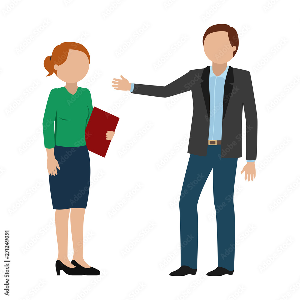 Businessman and his subordinate. Vector illustration. Businessman and his subordinate. Vector illustration.