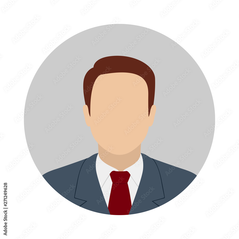 Brown-haired Caucasian man in suit and tie. Abstract male avatar. Vector icon. Brown-haired Caucasian man in suit and tie. Abstract male avatar. Vector icon.