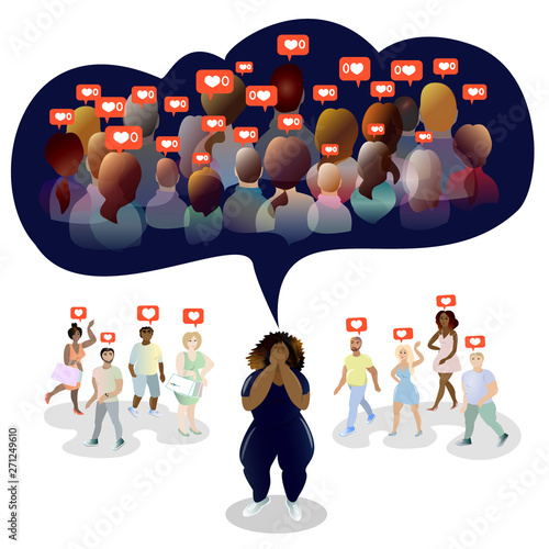 Full african woman is scared of her thoughts