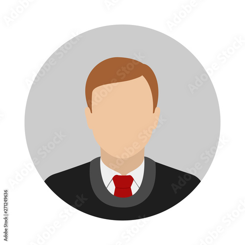Blond Caucasian man in sweater and necktie. Abstract male avatar. Vector icon.