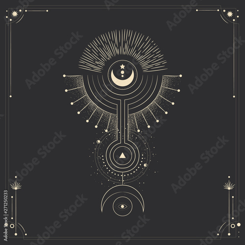 Vector illustration set of moon phases. Different stages of moonlight activity in vintage engraving style. Zodiac Signs