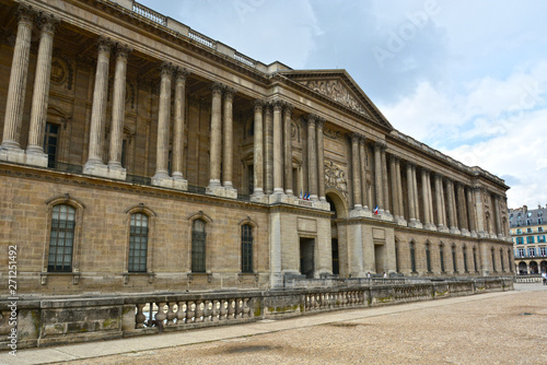 PARIS, FRANCE -MAY 25, 2019 - The Colonnade of Claude Perrot is the most eastern facade of the Louvre Palace in Paris. 