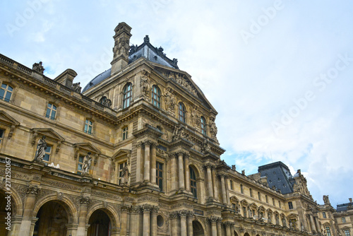 Famous Paris Louvre. Fragment of Louvre Museum  © Alena