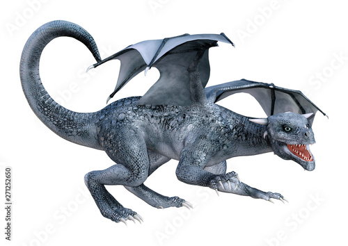 3D Rendering Fairy Tale Dragon on White