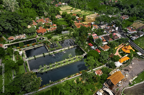 Beautiful aerial view of Tirta Gangga Royal Water Palace in East Bali, Karangasem, Indonesia. photo