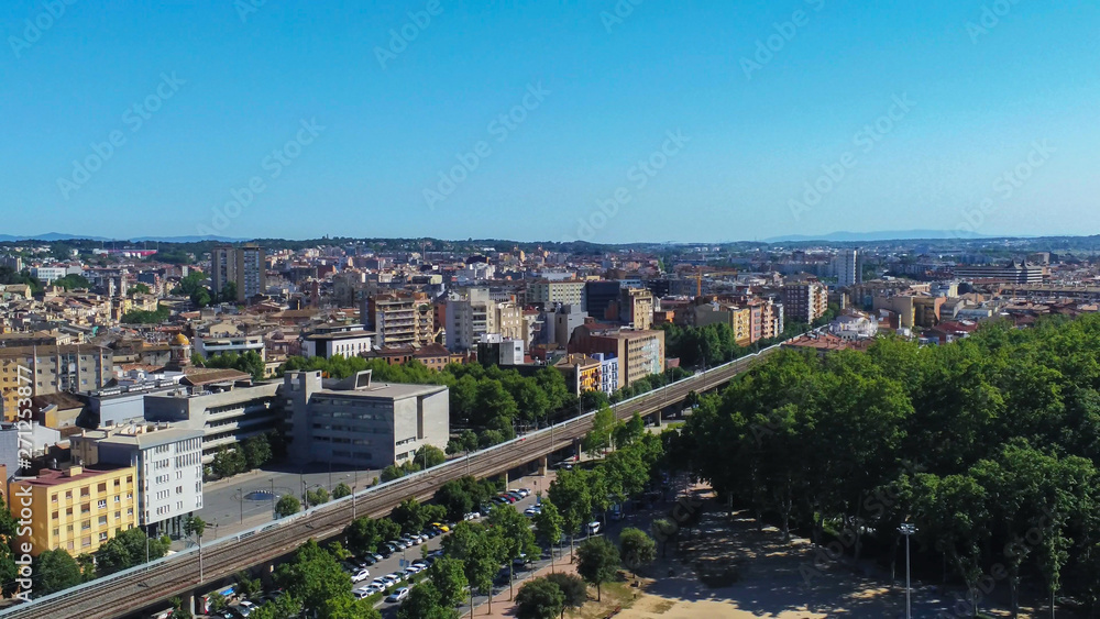Fototapeta premium Aerial view in Girona, city of Catalonia,Spain. Drone Photo