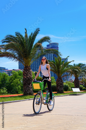 Girl on Bike with Palms in Batumi Cycle Patch