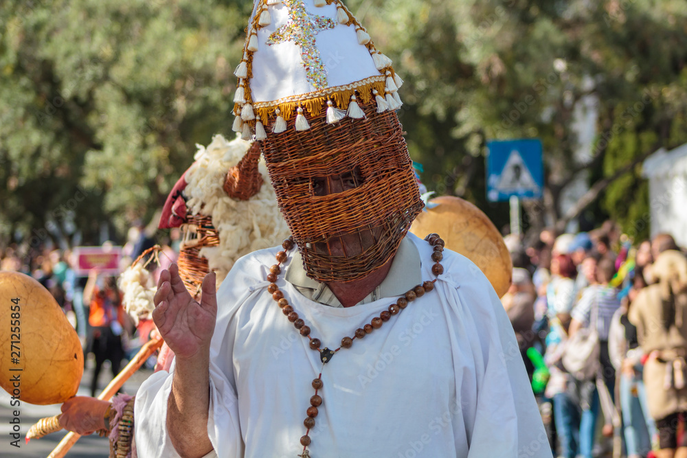 Masked man at Iberian Mask International Festival in Lisbon
