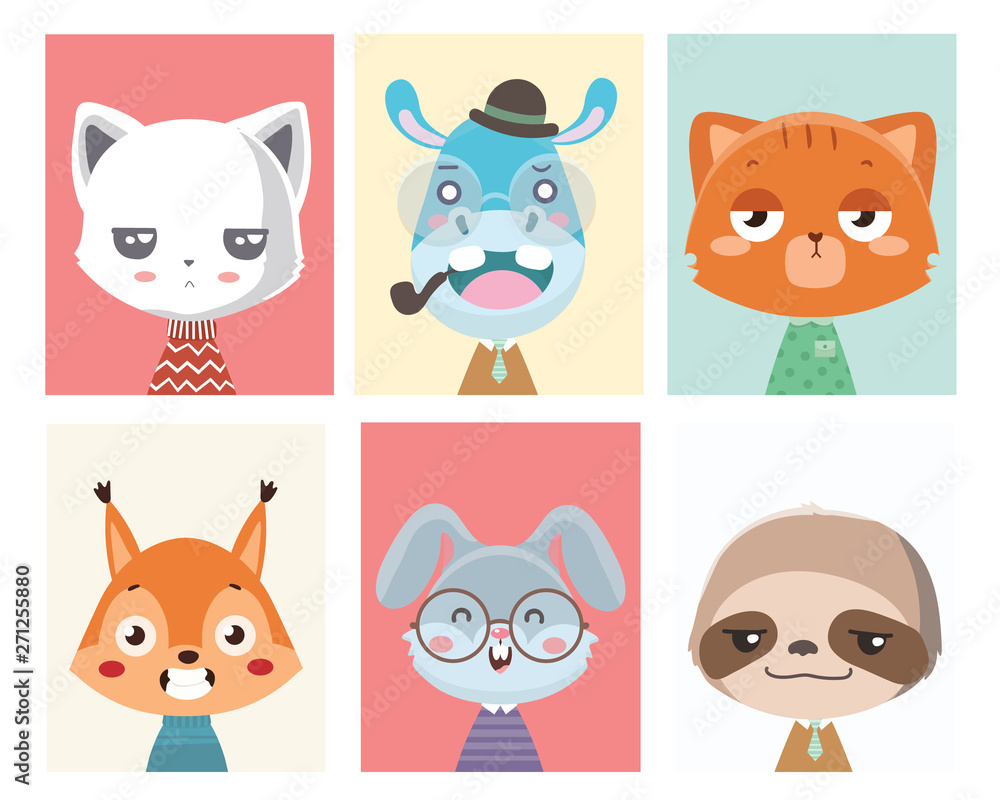 Animal posters for nursery.Can used for greeting cards..