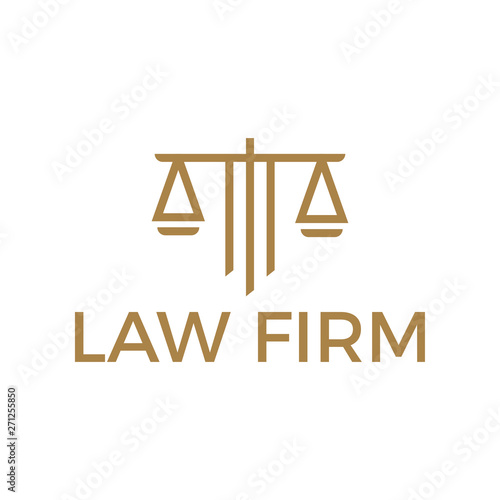 Modern Law Firm with Balance or Scale Icon Logo Design Template.