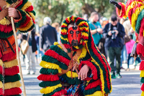 Tableau sur toile Masked Men (Caretos de Podence) at Iberian Mask International Festival in Lisbon