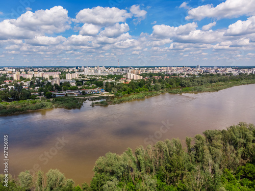 Widok z lotu ptaka na Wisłę oraz Gocław, Warszawa