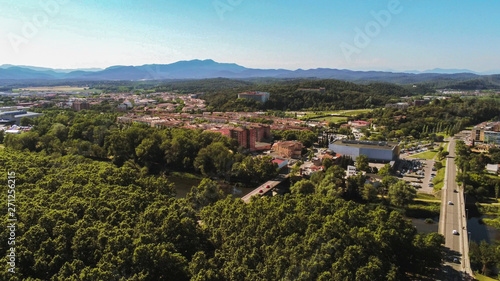 Aerial view in Girona, city of Catalonia,Spain. Drone Photo