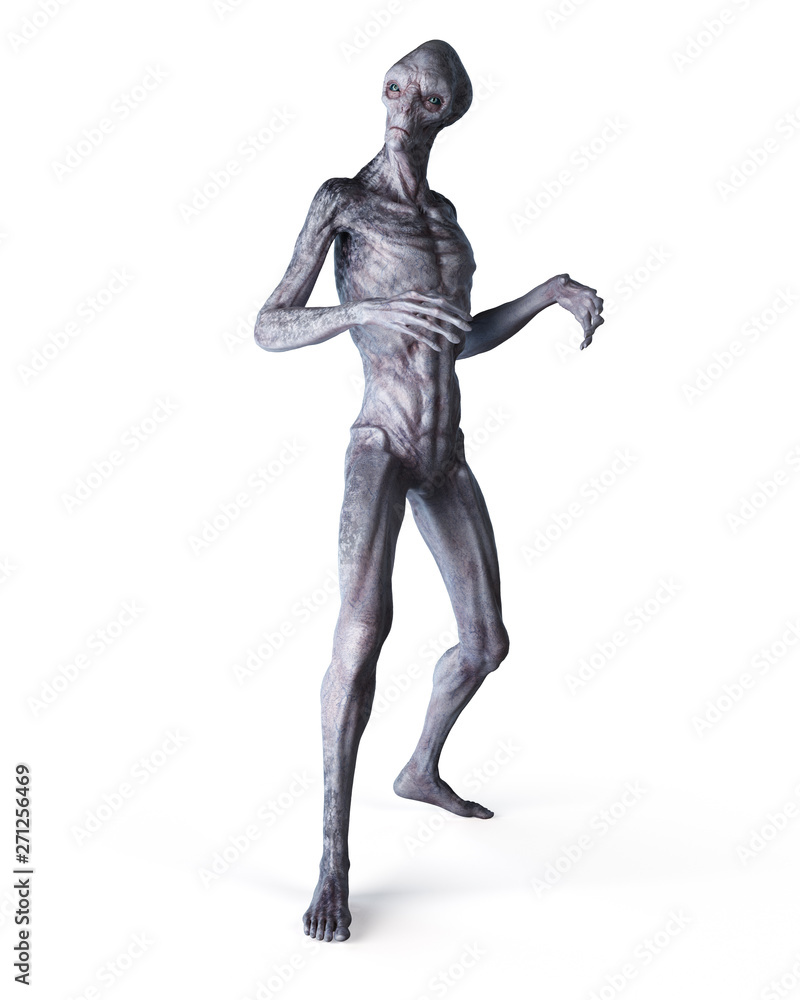 3d rendered illustration of a grey alien 3d rendered illustration of a grey alien
