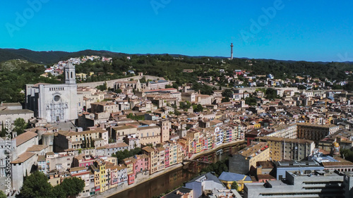 Aerial view in Girona, city of Catalonia,Spain. Drone Photo © VEOy.com