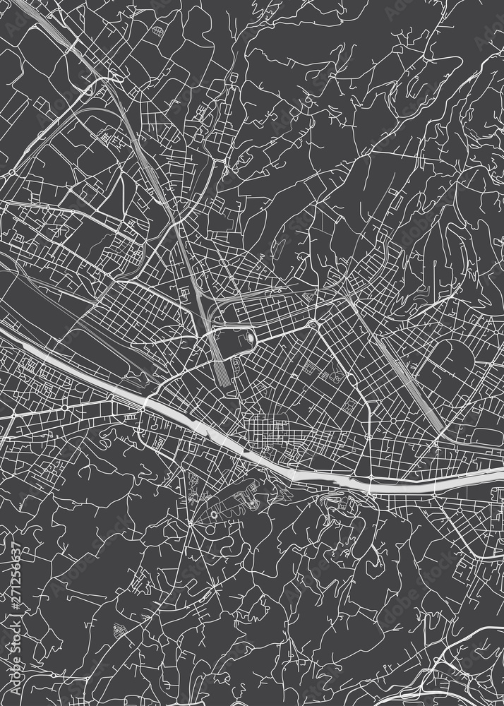 City map Florence, monochrome detailed plan, vector illustration