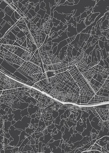 Obraz na plátně City map Florence, monochrome detailed plan, vector illustration