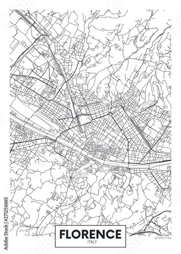 Fotografie, Obraz City map Florence, travel vector poster design