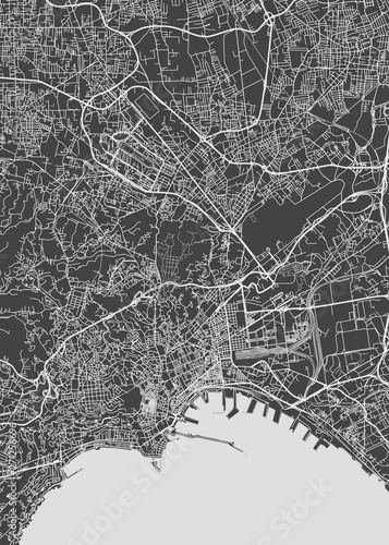 City map Naples, monochrome detailed plan, vector illustration