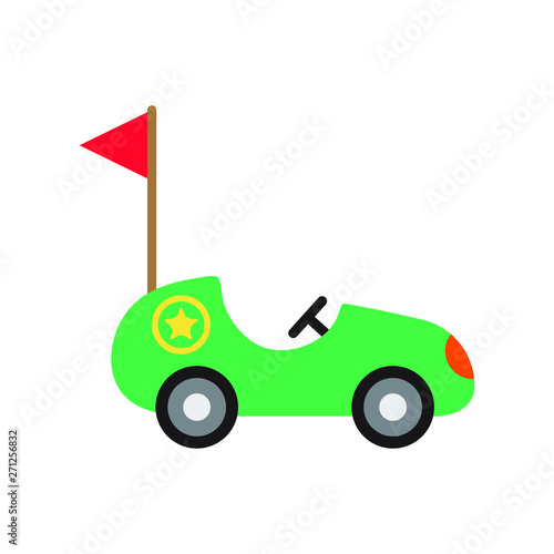 Toy racing car, flat vector illustration for kids