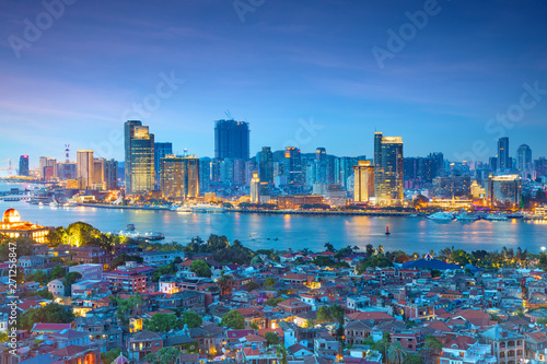 Night view of Xiamen at night, Fujian, China photo