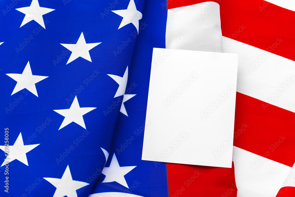 Fototapeta premium Blank business card with american flag