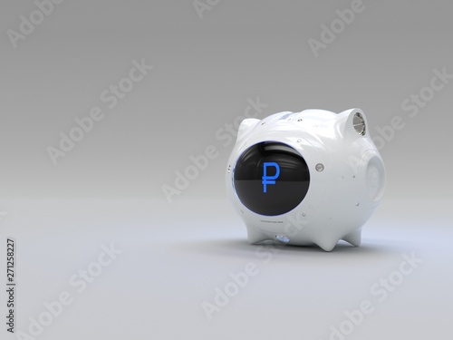 electronic money. piggy bank for digital currency. ruble. 3d render.