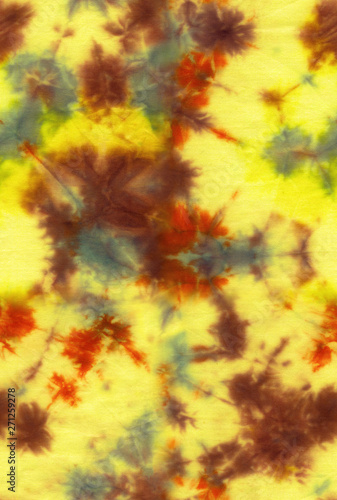 Abstract seamless tie-dye hand painted fabric background with irregular floral spots