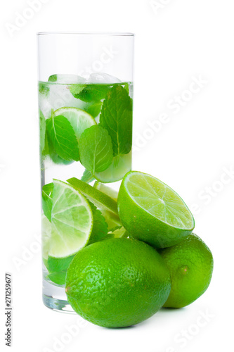 cold fresh lemonade. Isolated on white background with clipping path