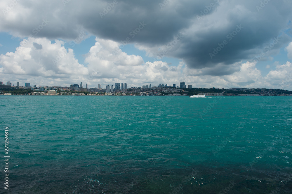 A city view over the Bosphorus river