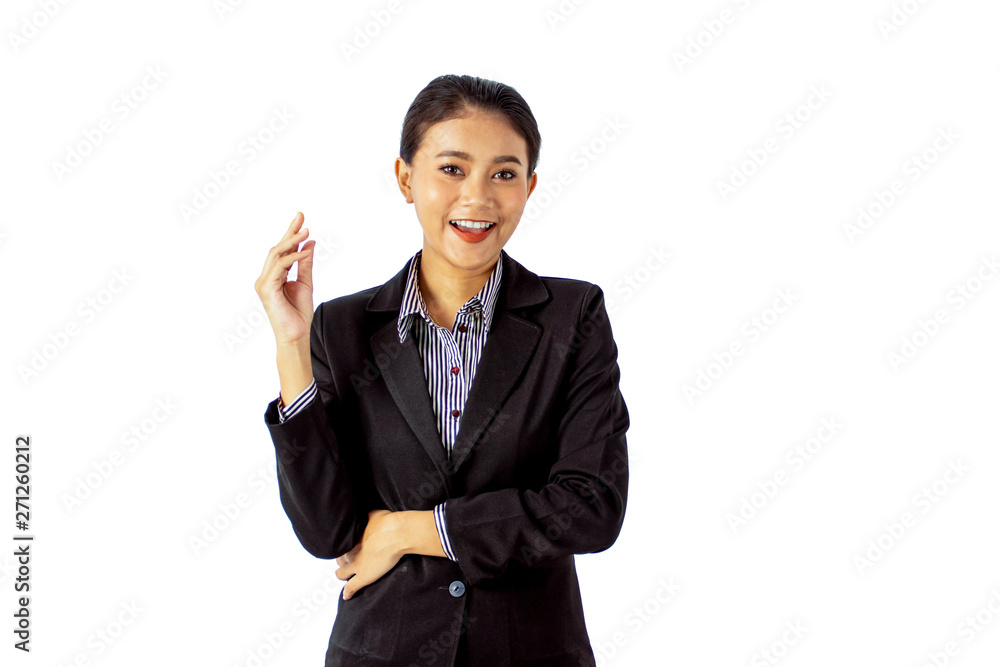 Portrait asian beauty business woman isolated white background.female holding blank card Portrait asian beauty business woman isolated white background.female holding blank card