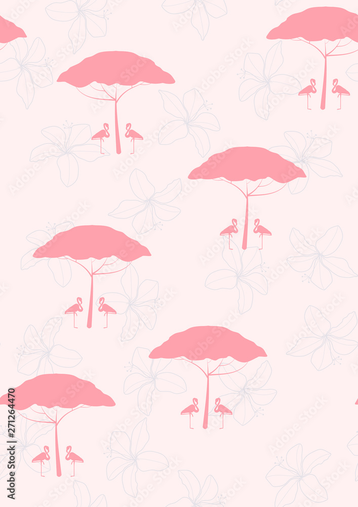 Pink flamingo tropical seamless pattern Pink flamingo tropical seamless pattern