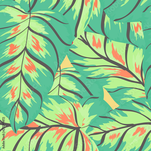 Banana Tropic leaves floral print seamless pattern