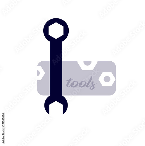 Vector tool icon with spanner and nuts. Logo mockup for a car repair shop