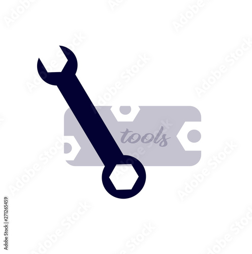 Vector icon with wrench tool. Logo mockup for a car repair shop